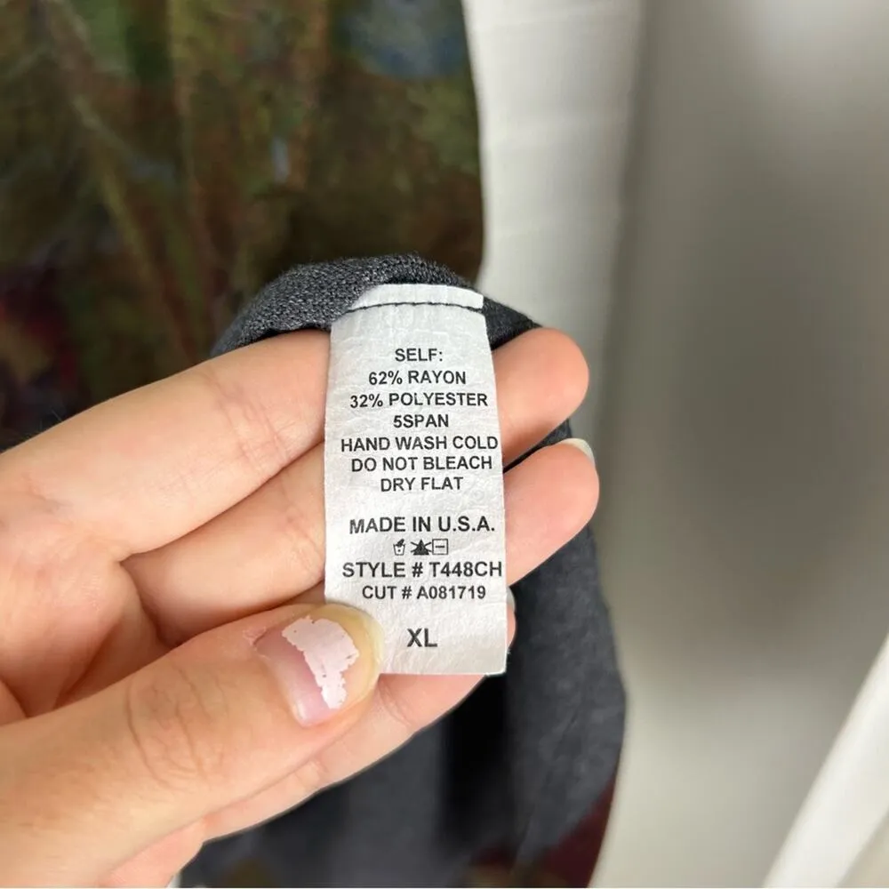 Inoah Art To Wear Dark Colored Abstract Pattern Long Sleeve Knit Top Size XL Blue - Image 3