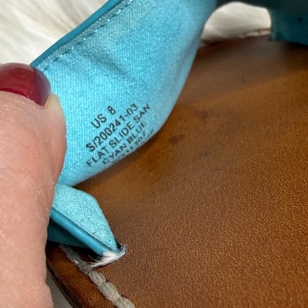 GAP Blue Suede Flat Slide Sandals - Image 4