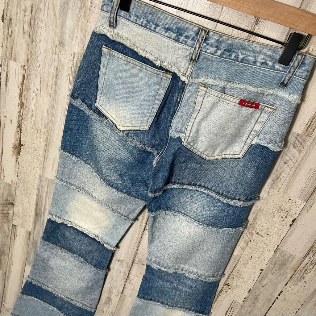 Zana Di Vintage Y2K Patchwork Raw Hem Flare Mid Rise Jeans Womens Size 3/29 - Image 6