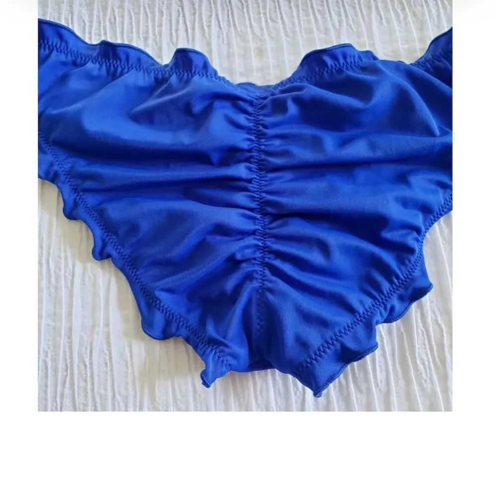 Victoria's Secret  Ruffle Cheeky Bikini Bottom Hot Pink & Blue Size S - Image 4