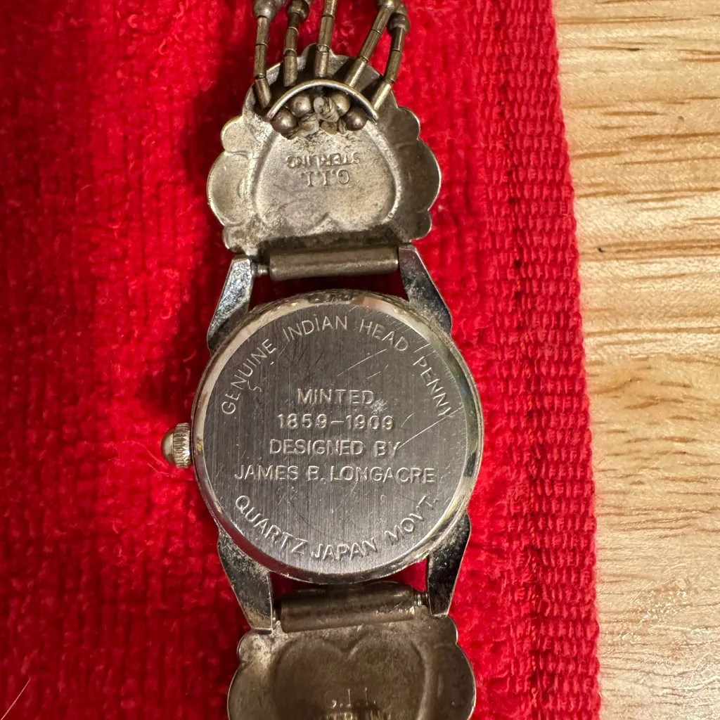 Indian Head Watch with Minimalist Face and Beaded Band Silver - Image 3