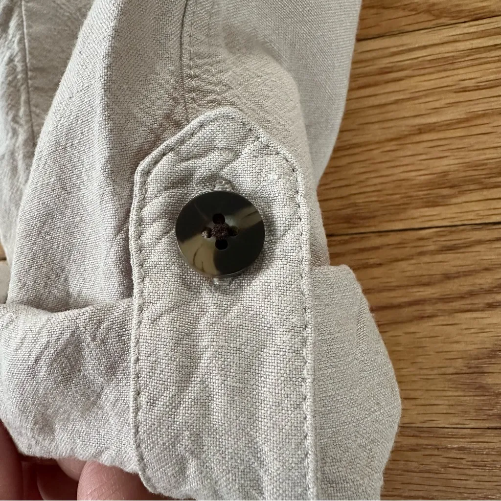 J. Jill Beige Linen Blend Pull On Pant Roll Tab Sz XS Tan - Image 2