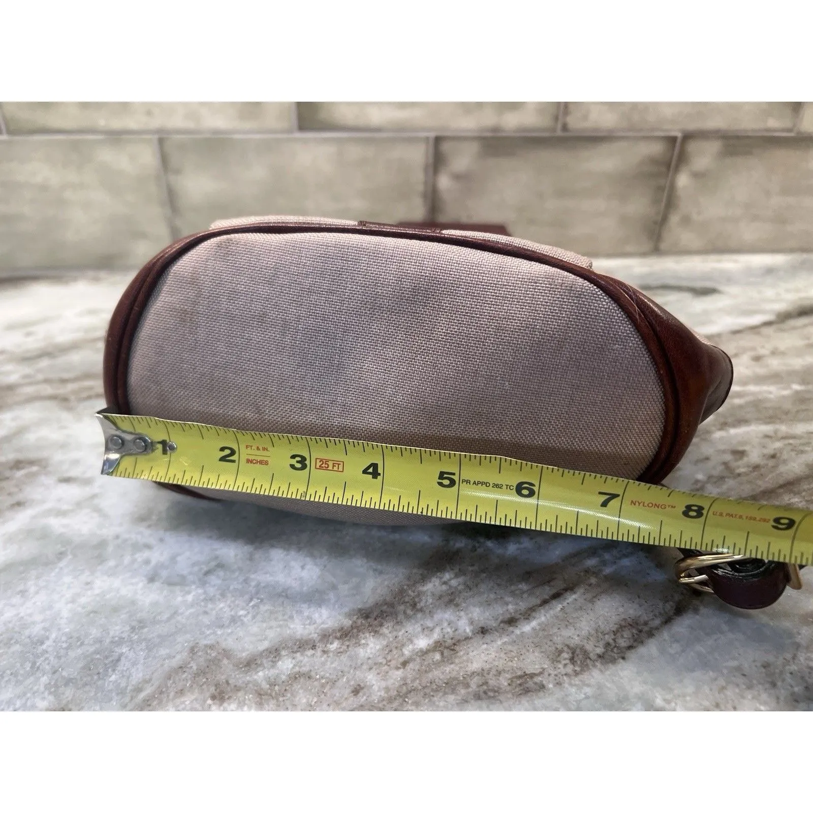 OROTON BEIGE CANVAS With LEATHER TRIM & STRAP SLING BACKPACK Sling bag Quality Tan - Image 15