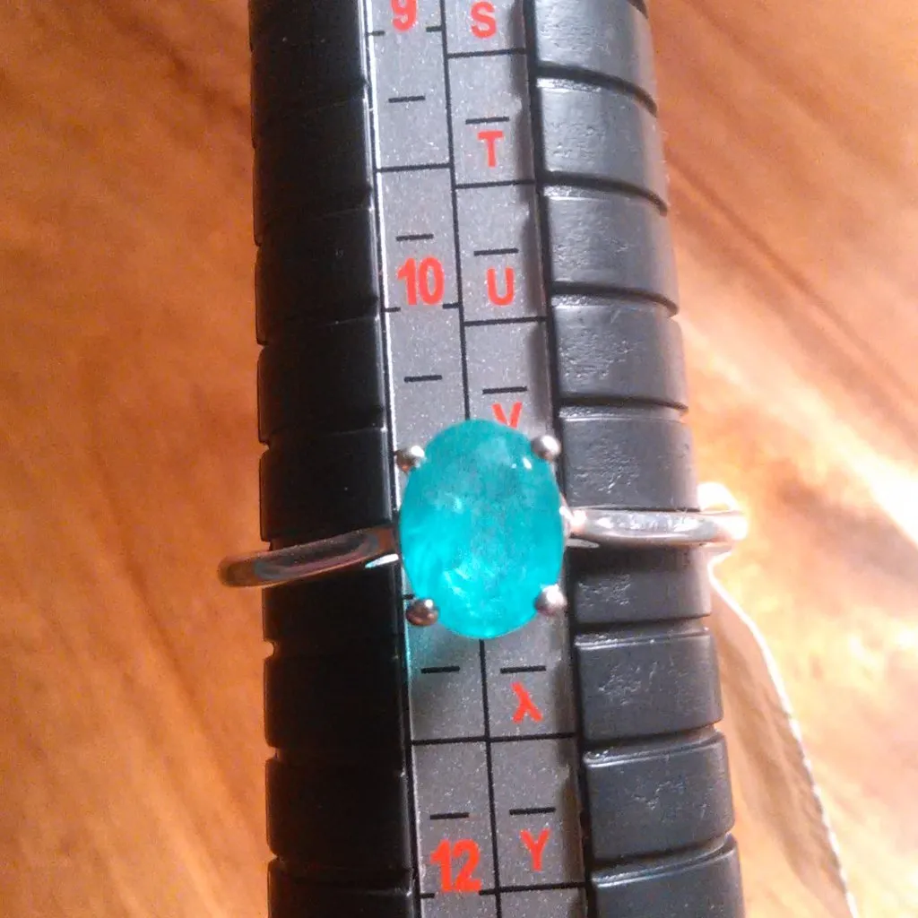 Green Emeraldine Quartz Sterling Silver Ring (Size 11) - Image 5