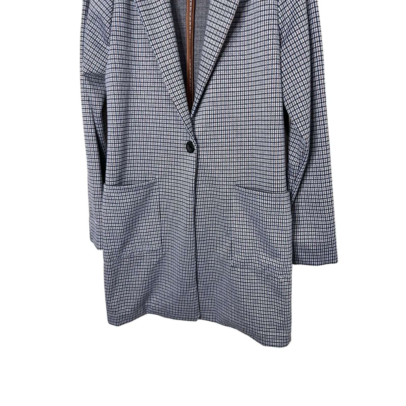 Philosophy‎ Republic Clothing Houndstooth Blazer Jacket S/P Longline Gray Size undefined - Image 3