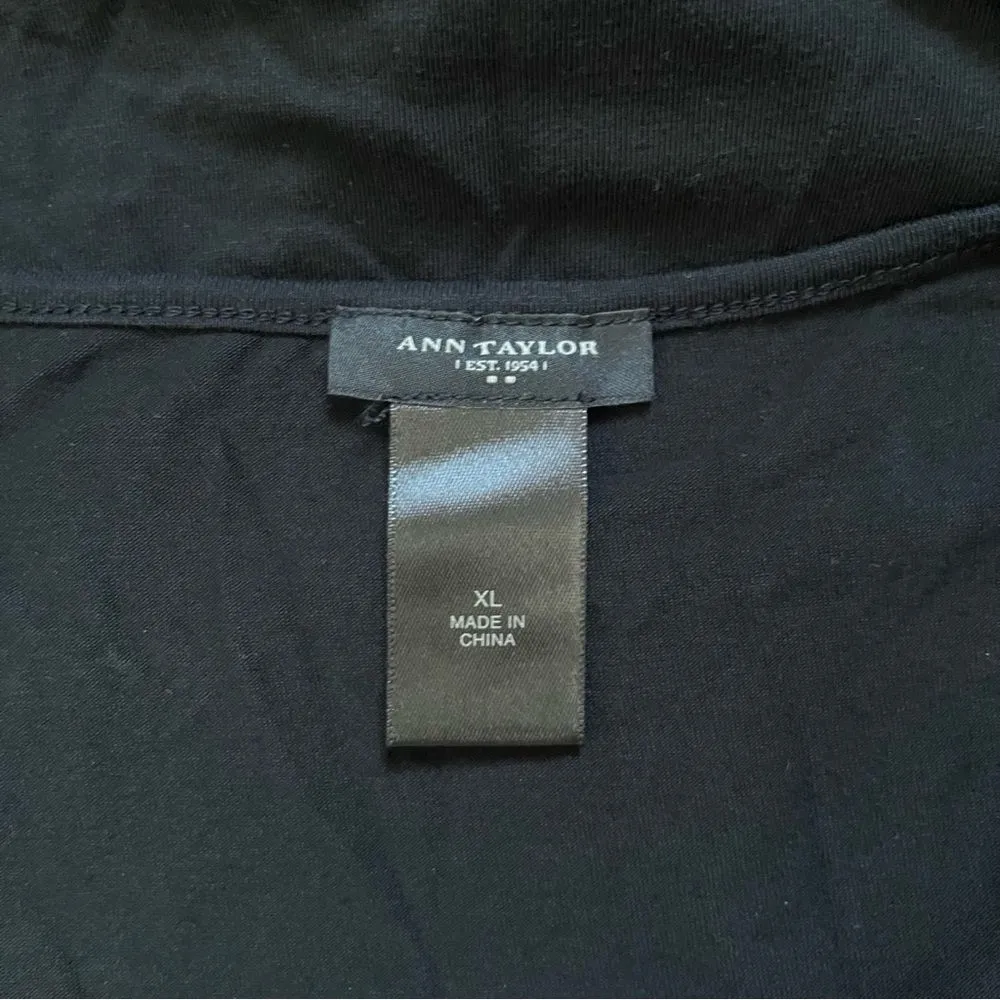 Ann Taylor Black Mesh Layered Blouse Top XL - Image 7