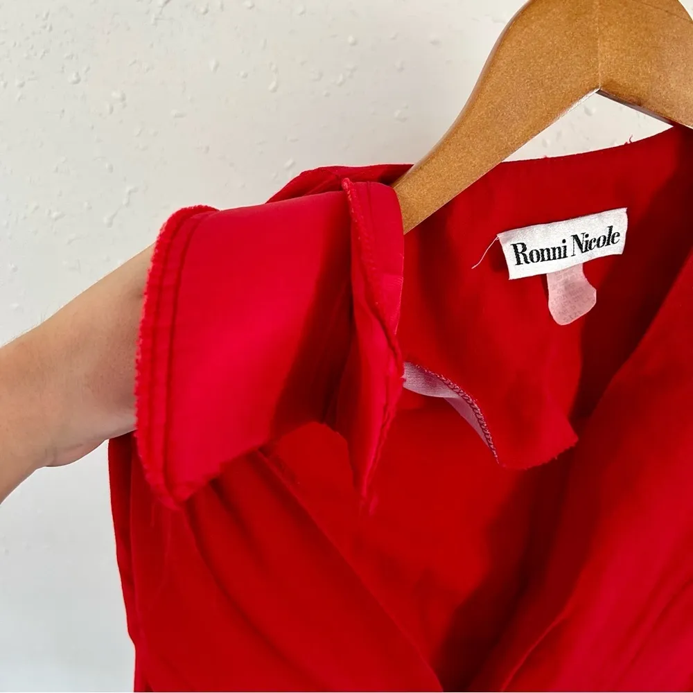 Ronni Nicole Red Shoulder Pad Vintage Blazer 90s 80s Retro Size 8 - Image 6