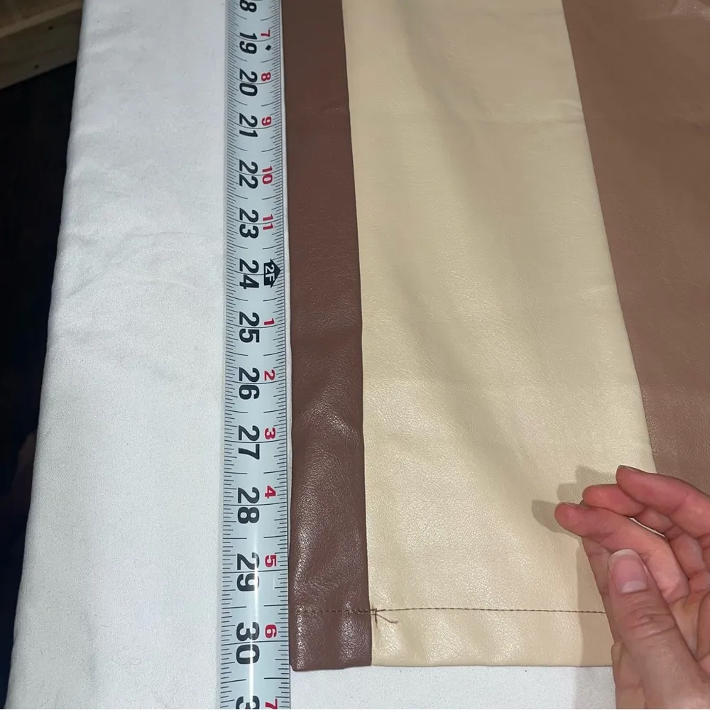 Color Block Faux Leather Pants Brown Size L - Image 9