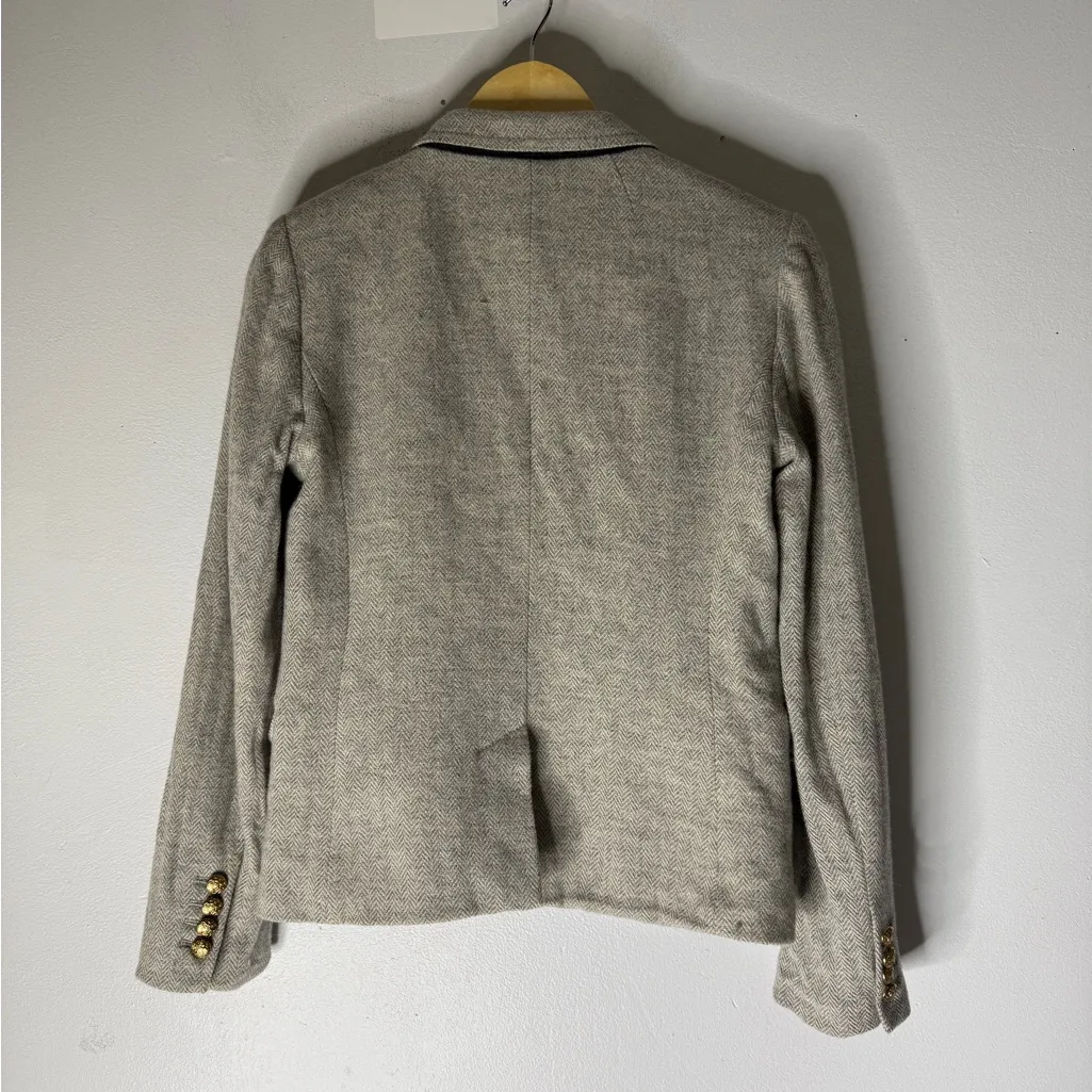 J.Crew Gray school boy blazer lined gold buttons womens size 4 - Image 2