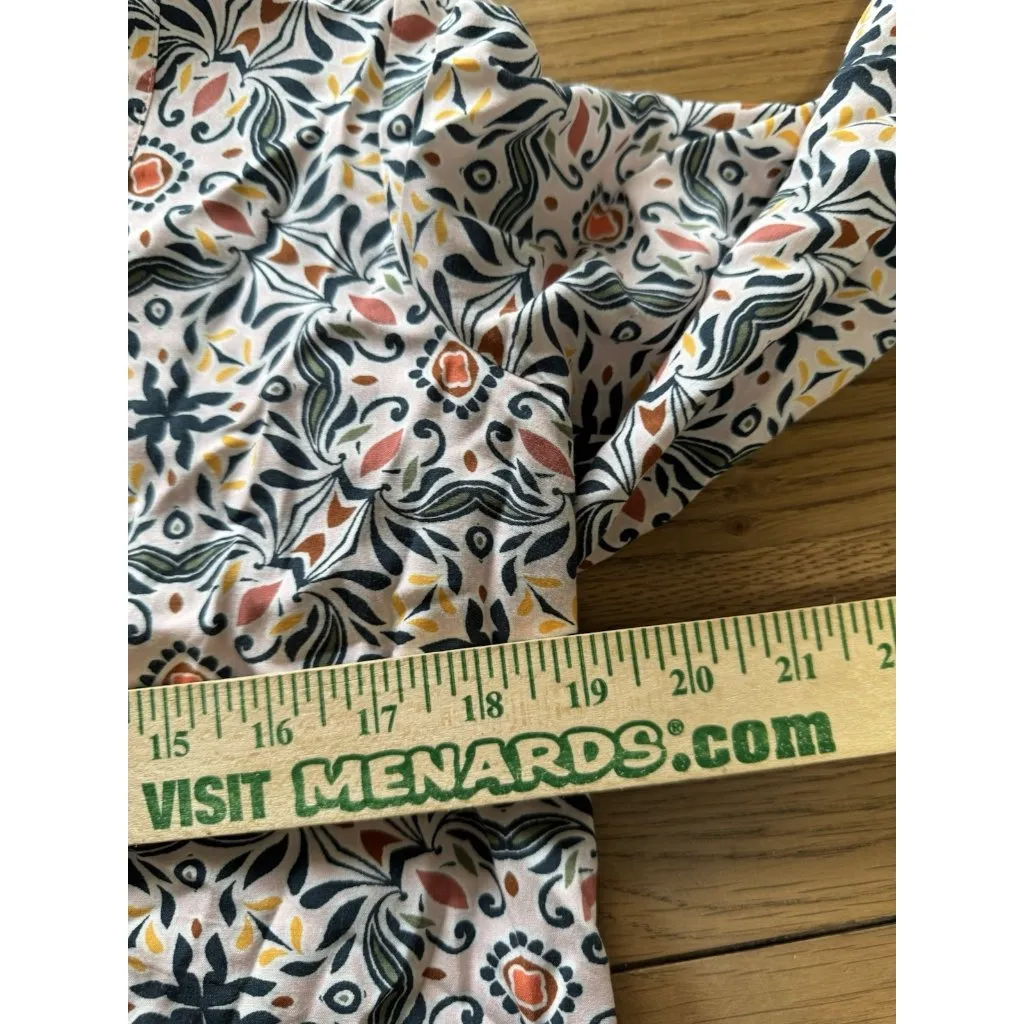 LOFT Tunic Top Size Small Long Sleeve Paisley Rayon V Neck Lightweight Colorful‎ - Image 5