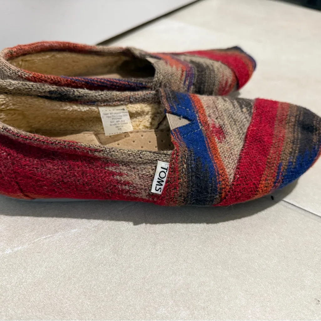 TOMS Southwest Wool Blend Multi-Color Slip-On Shoes Fall Autumn Size 8 Casual - Image 3