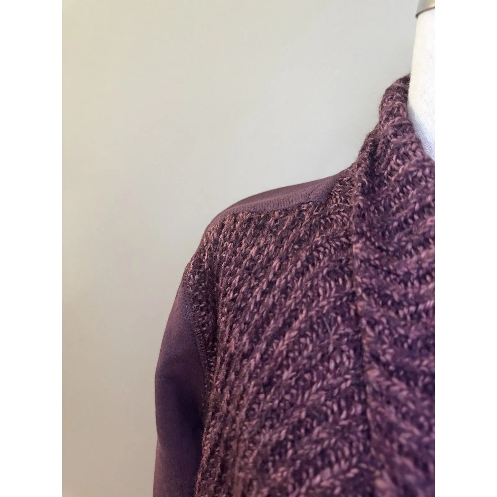 PrAna Women's Demure Open Long Sleeve Cardigan Wool Blend Eggplant Purple Size S - Image 10