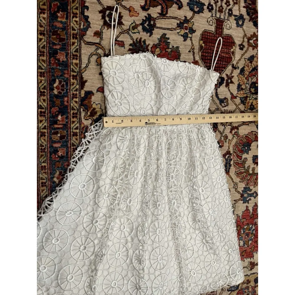 Vintage Tibi New York White Crotchet Coastal Babydoll Eyelet Mini Dress Size 2 - Image 6