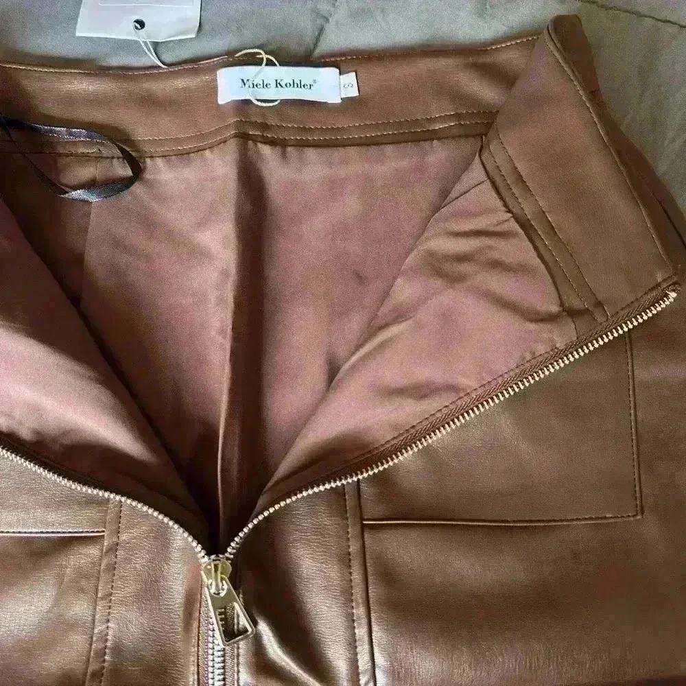 Miele Kohler Leather Skirt Brown Size M - Image 6