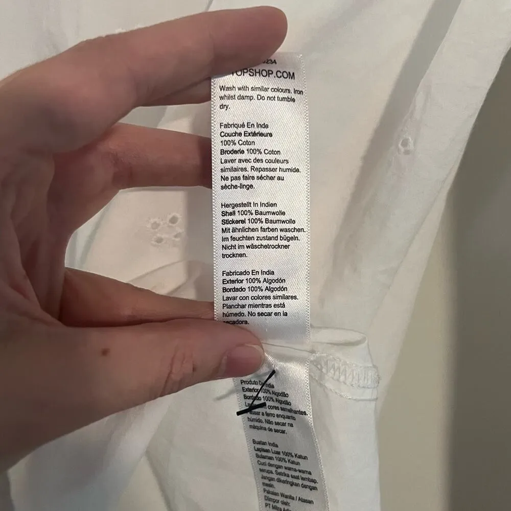 Top Shop Top Women US 6 Maternity White Poplin Blouse Peasant Cotton Cottagecore - Image 5