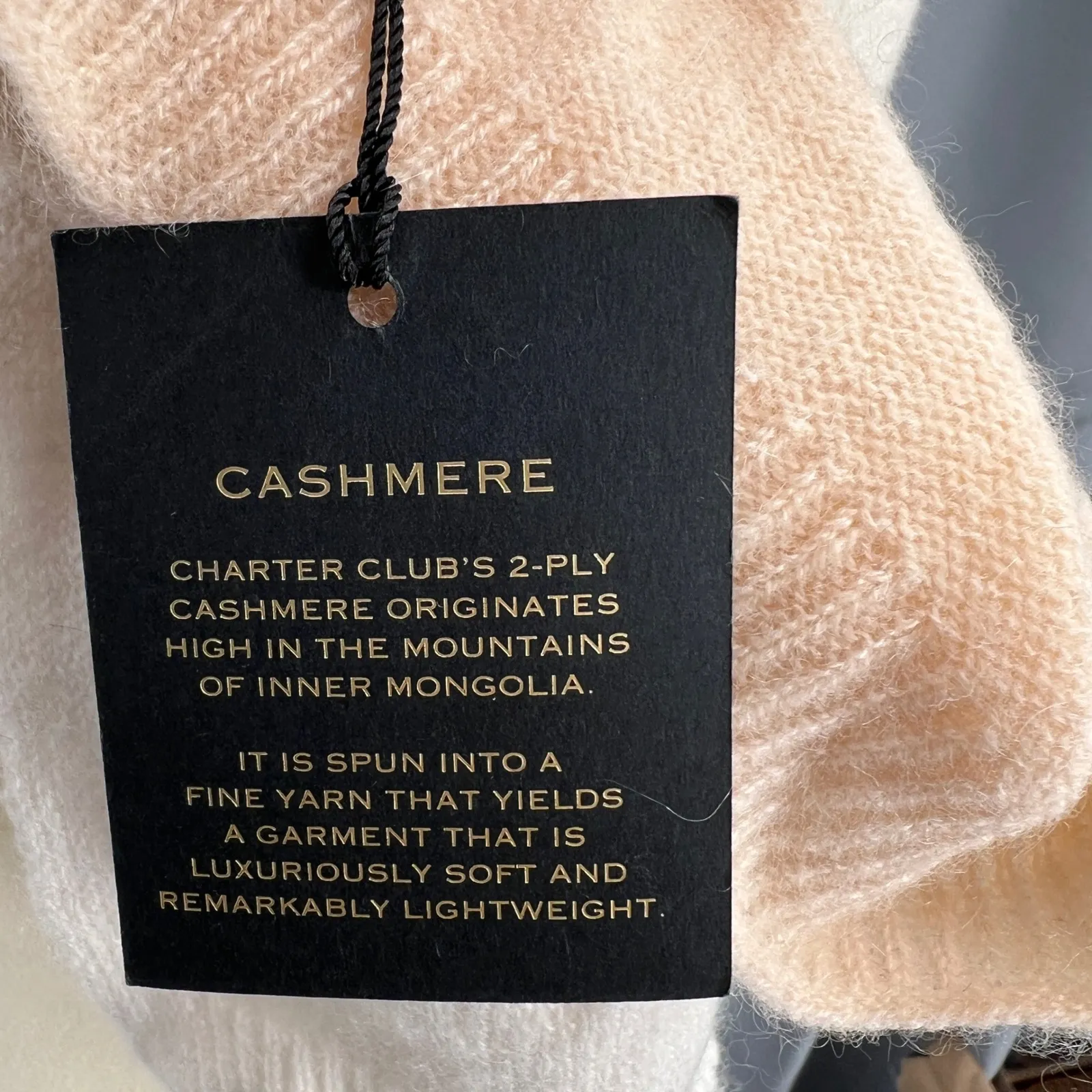 New Charter Club 100% Cashmere Scarf Cream Peach Lilac Stripes 70x13 Gift Ready - Image 3