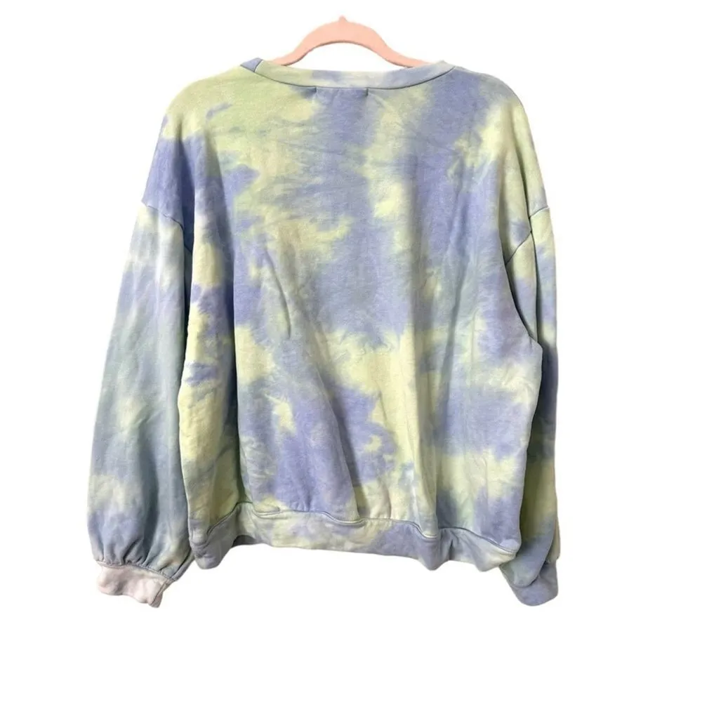 BY DYLN Xander Tie Dye Logo‎ Crewneck Sz Medium Blue - Image 6
