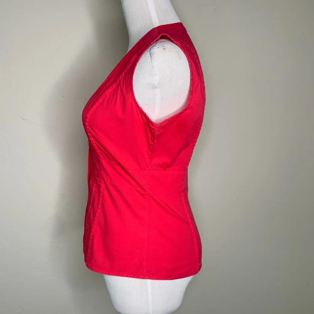 Y2K Fitted Red Pink Shell Top Sz Small Stretch - Image 3