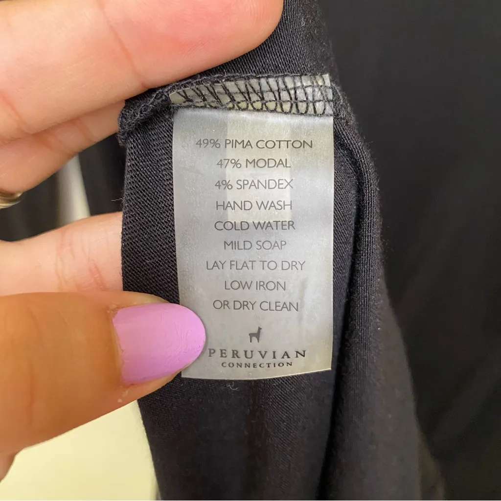 PERUVIAN CONNECTION Long Sleeve Scoop Neck Maxi T-Shirt Dress Cotton/Modal Med - Image 9