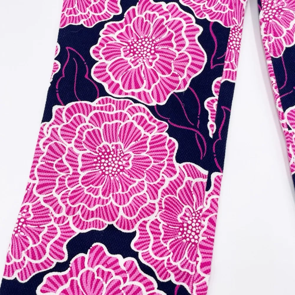 Lilly Pulitzer Palm Beach Fit Cropped Pants Navy Blue Pink Floral Women's Size 2 - Image 4