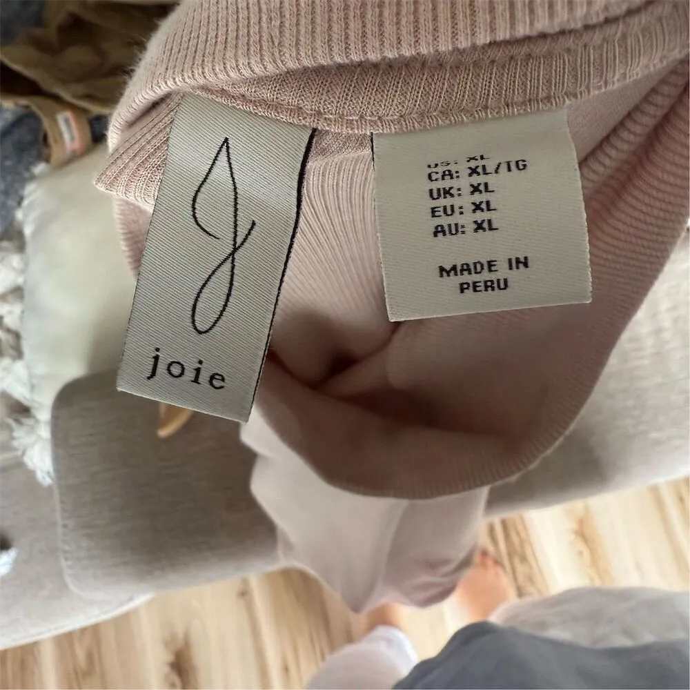 Joie Women's Beige Mock Neck Short Sleeve Blouse Size XL - Image 5