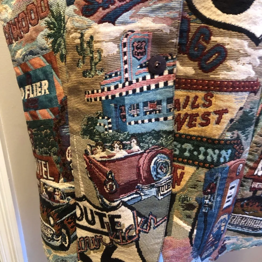 Vintage Venezia Jeans Route 66 Tapestry Style Vest Size 18/20 - Image 5