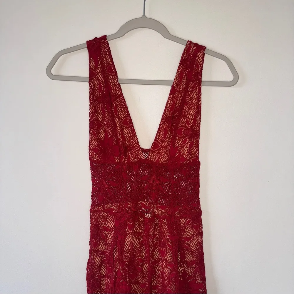 NWOT, Nightcap x Free People, Fleur Lace Jumpsuit Red V-neck XS (1) - Image 5