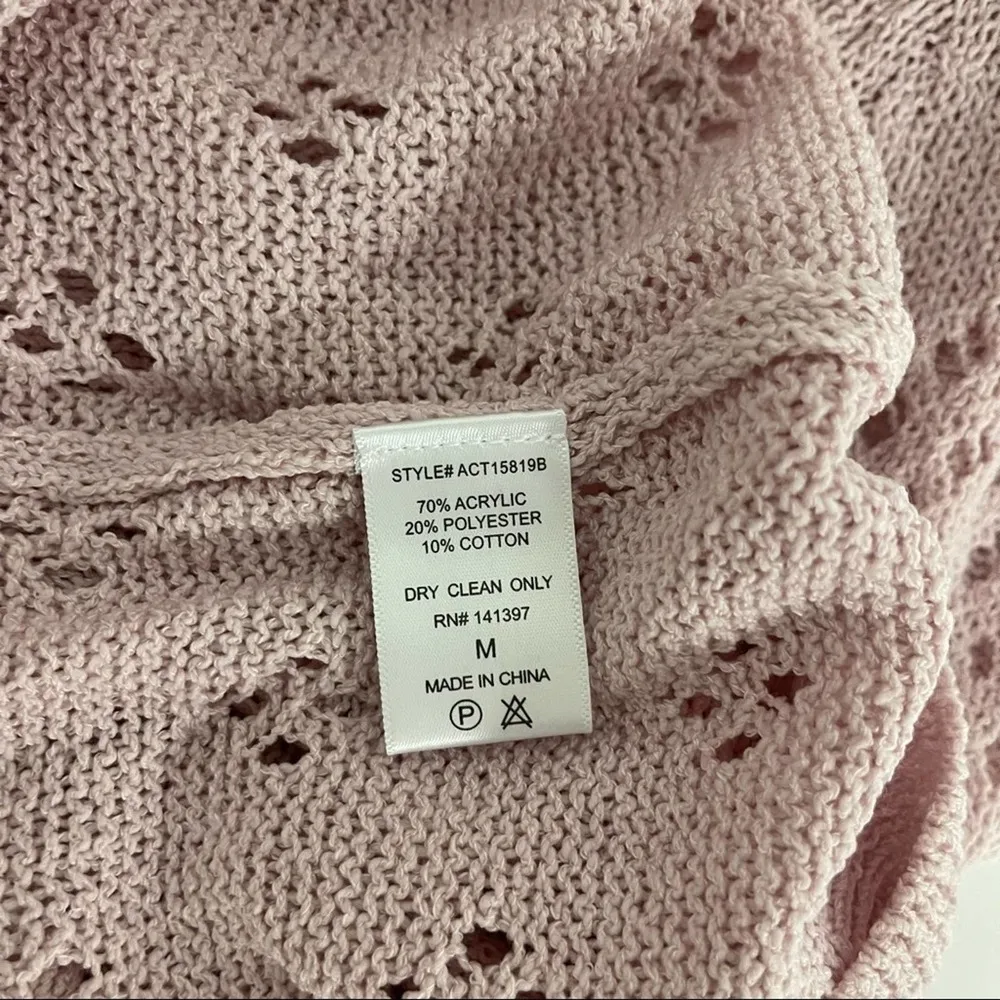 NWOT ASTR THE LABEL Sweater Belle Pointelle Pink Lavender Perforated Floral Med - Image 9