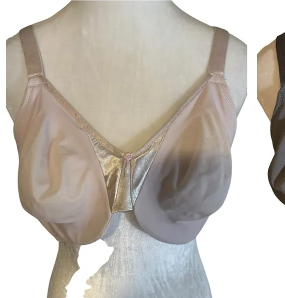 Olga Women's Plus Size Pink Grey Sateen Underwire Bra Set of 2 40C Pink - Image 1