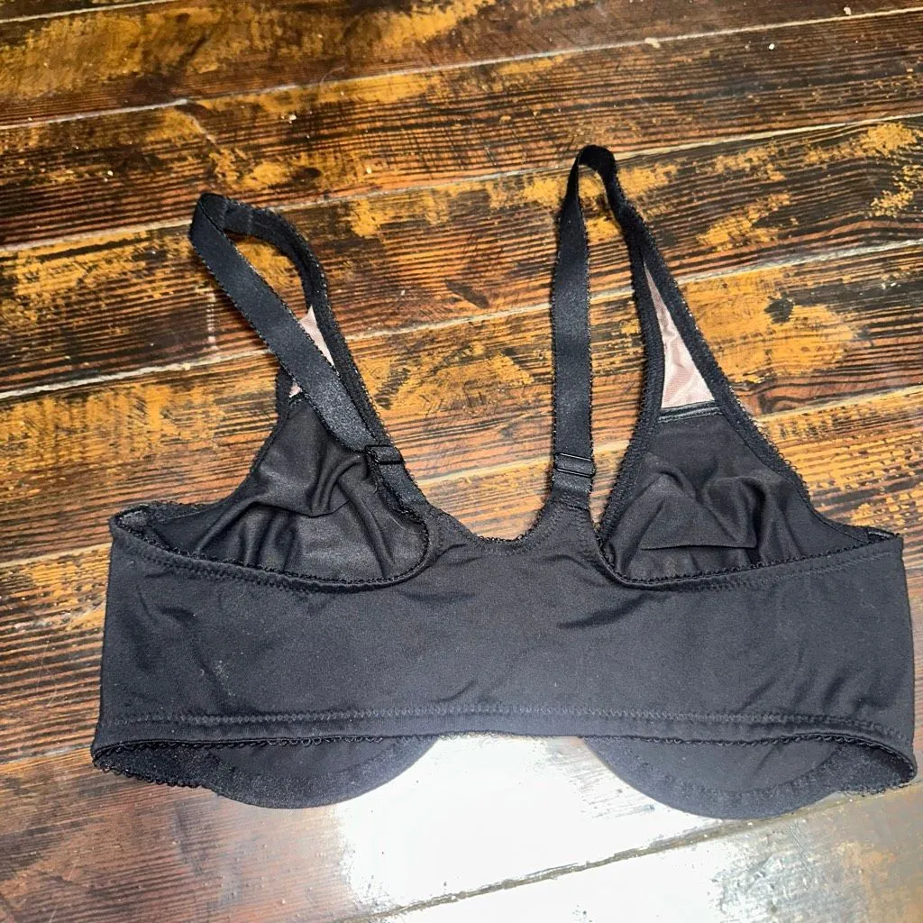 Wacoal black lace thick strap embroidered 36D sexy bra - Image 2