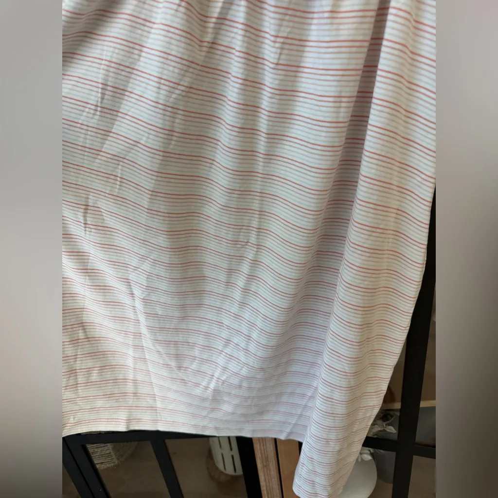 LAKE pajamas nightgown dress ruffles stripes peach pink orange soft cotton pima White - Image 5