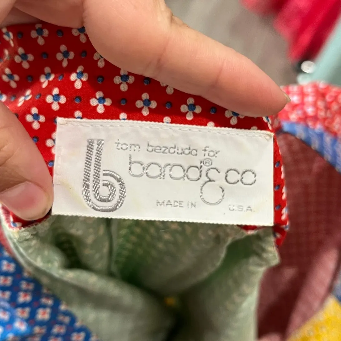 70~80's USA Flower Motif Pattern Colorful Tiered Union Made Chore Dress Sz L Red Size L - Image 7