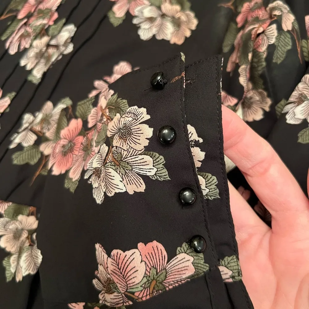 Nanette Lepore Black Floral Print Shirt Dress - Image 4