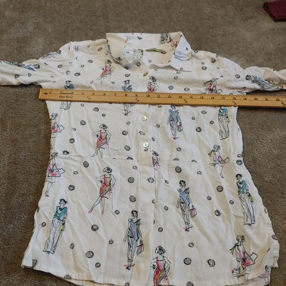 Dolcezza Size Small S Fashion Woman Button Up 3/4 Sleeve Top Soft Viscose White - Image 3