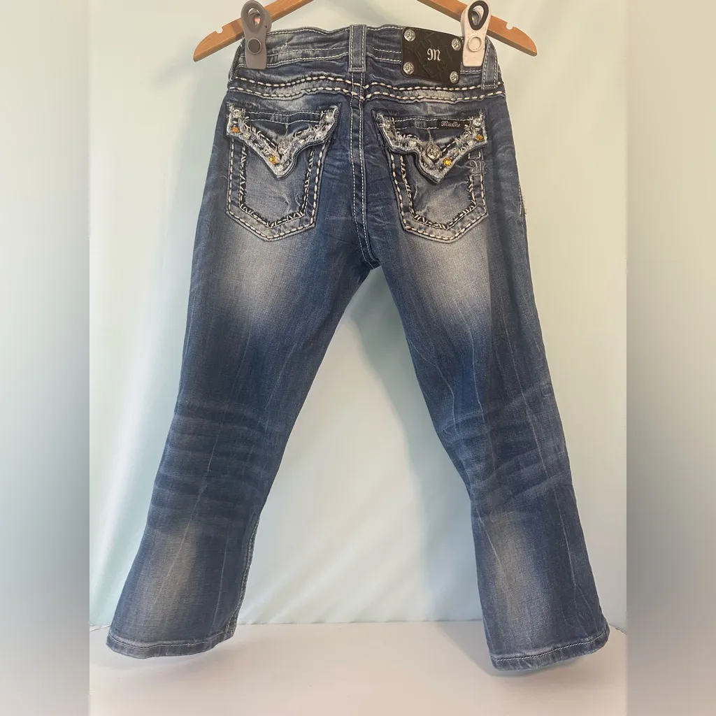 Miss Me Y2K Cuffed Capri Low Rise Embellished Jeans Size 27 Women’s Blue - Image 5