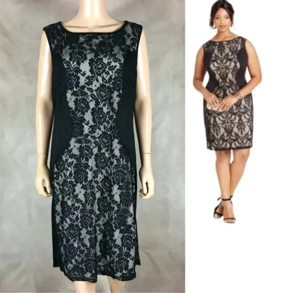 Love Squared Plus Size Black Lace-Panel Dress NWT 1X - Image 2