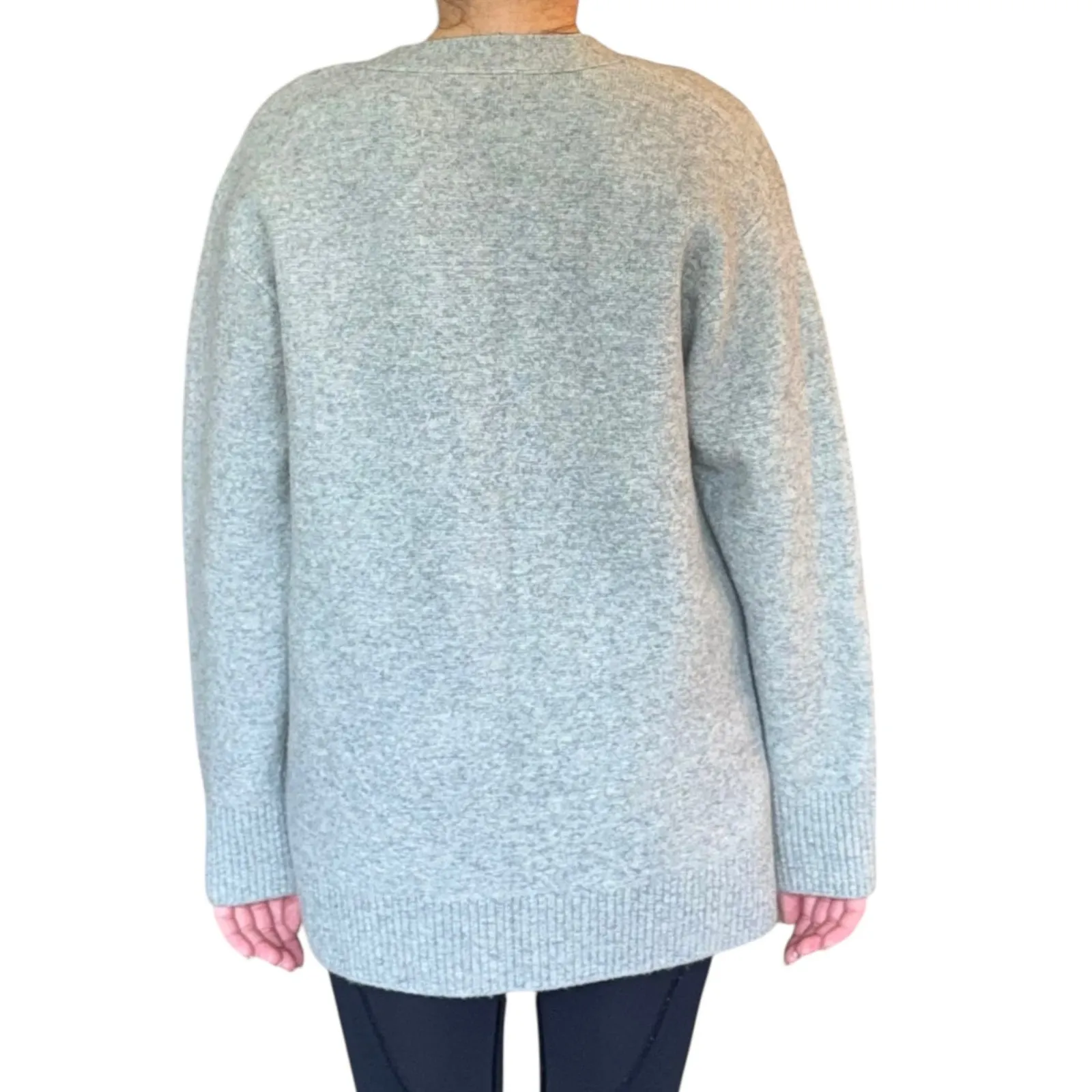 Zara Oversized Gray Cardigan Button Up V-Neck Sweater Women's Size XS-Small - Image 2