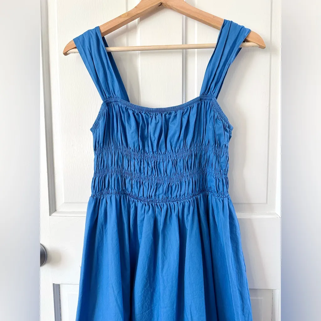 PINCH Royal Blue Ruched Tank Midi Dress Milkmaid Cottagecore Size L Size L - Image 6