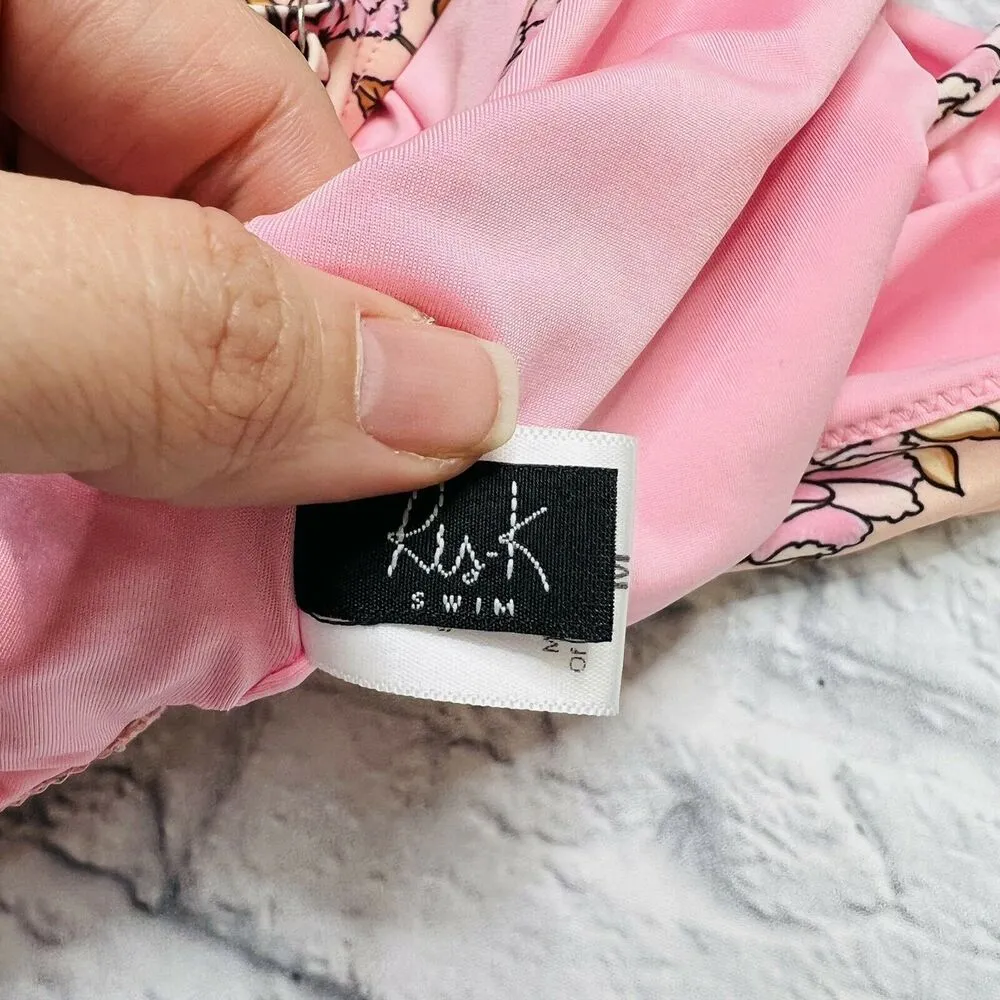 RIS-K Women's Pink Voyager One Piece Swimsuit Size M Boho Floral New Cheeky - Image 3