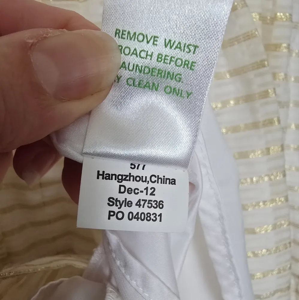 Lilly Pulitzer Kerry Gold Corded Organza Stripe Strapless Dress - Image 6