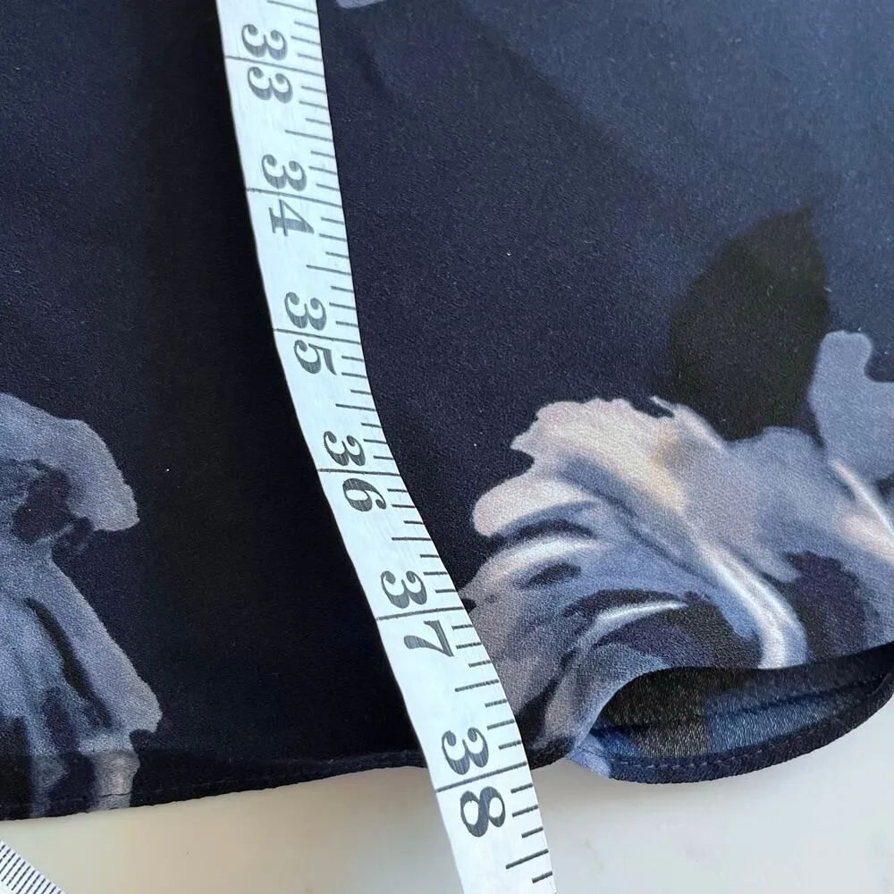 Kate Spade Night Rose Crepe Navy Floral Print Bell Sleeve Dress size 4 - Image 7