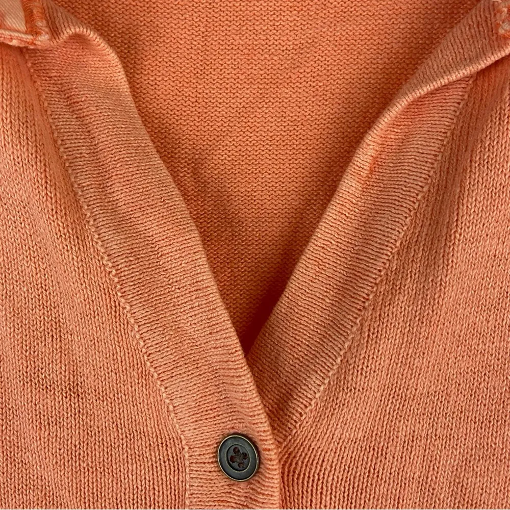 NEW PBJ Blues Orange Acid Wash Denim Collar Button Front Tunic Sweater Size XL - Image 5