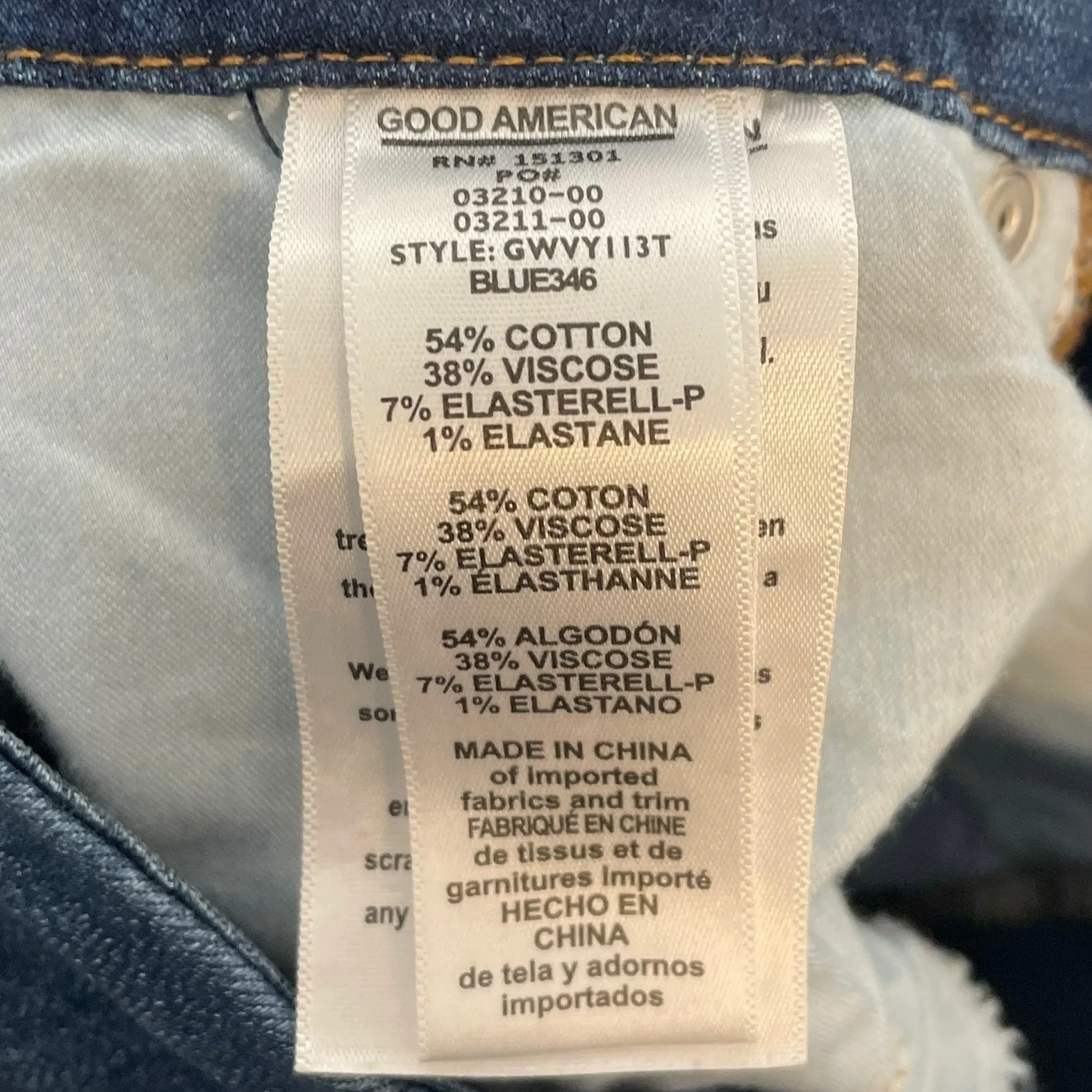 Good American Good Waist Extreme V Skinny Jeans Blue 346 Womens Size 4/27 - Image 13