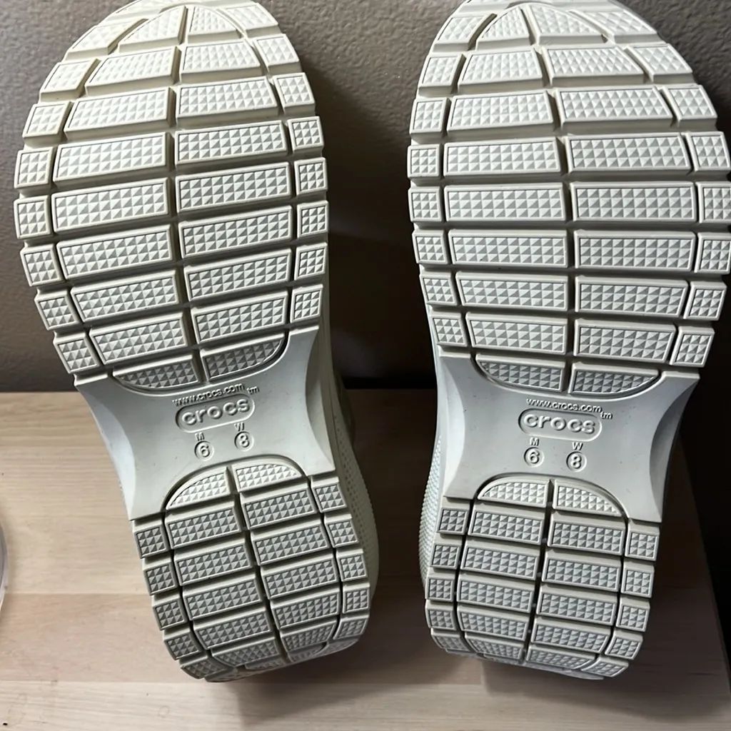 CROCS Mega Crush Custom Cream Embellished Bling Sandals - Image 4