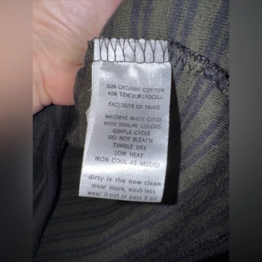 Toad & Co Medium‎ Profundo Pullover Cowl Neck Stripe Green Blue Top - Image 4