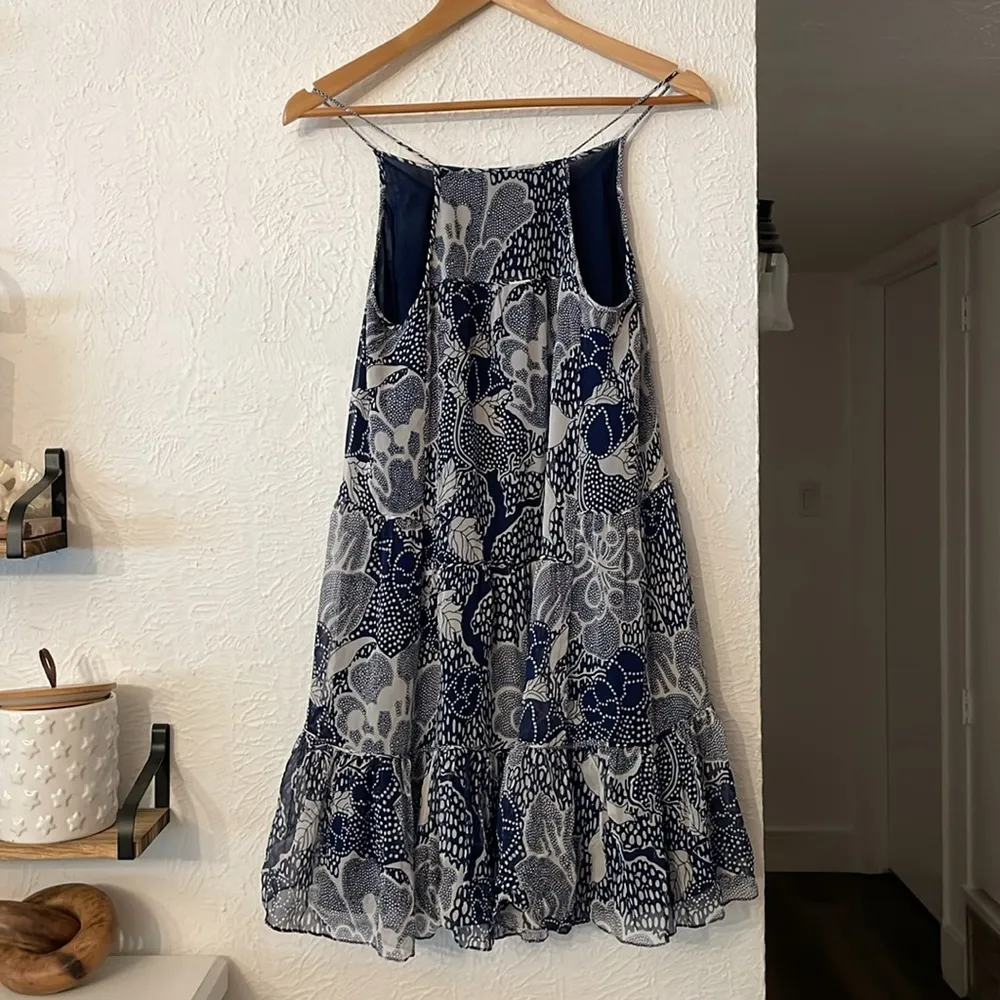 Diane Von Furstenberg Navy and Cream Dress Size 4 - Image 3