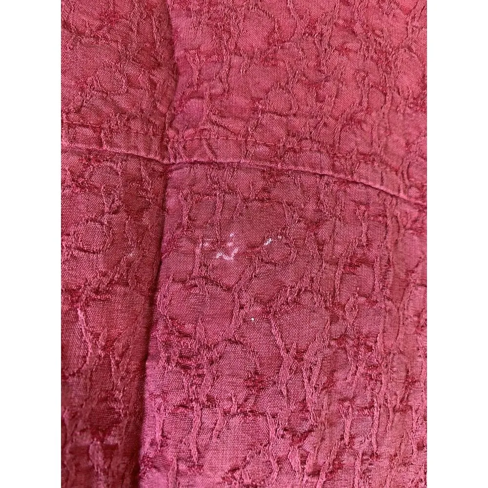 Tianello Blouse Women's XS Buttons Tencel 3/4 Sleeve Textured‎ STAINS FLAWS Red - Image 7