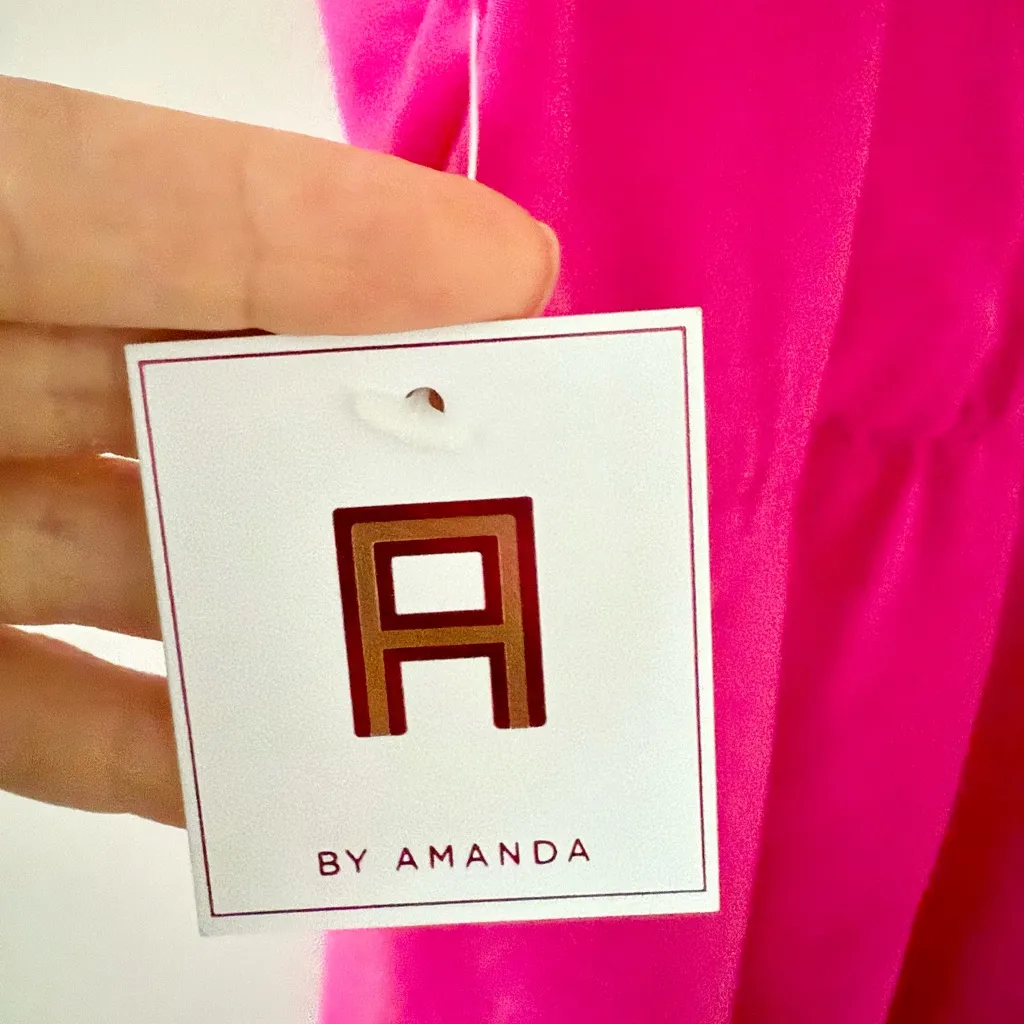 NWT A by Amanda Uprichard Halter Neck Ruffle Mini Dress in Bright Pink Size L Size L - Image 6