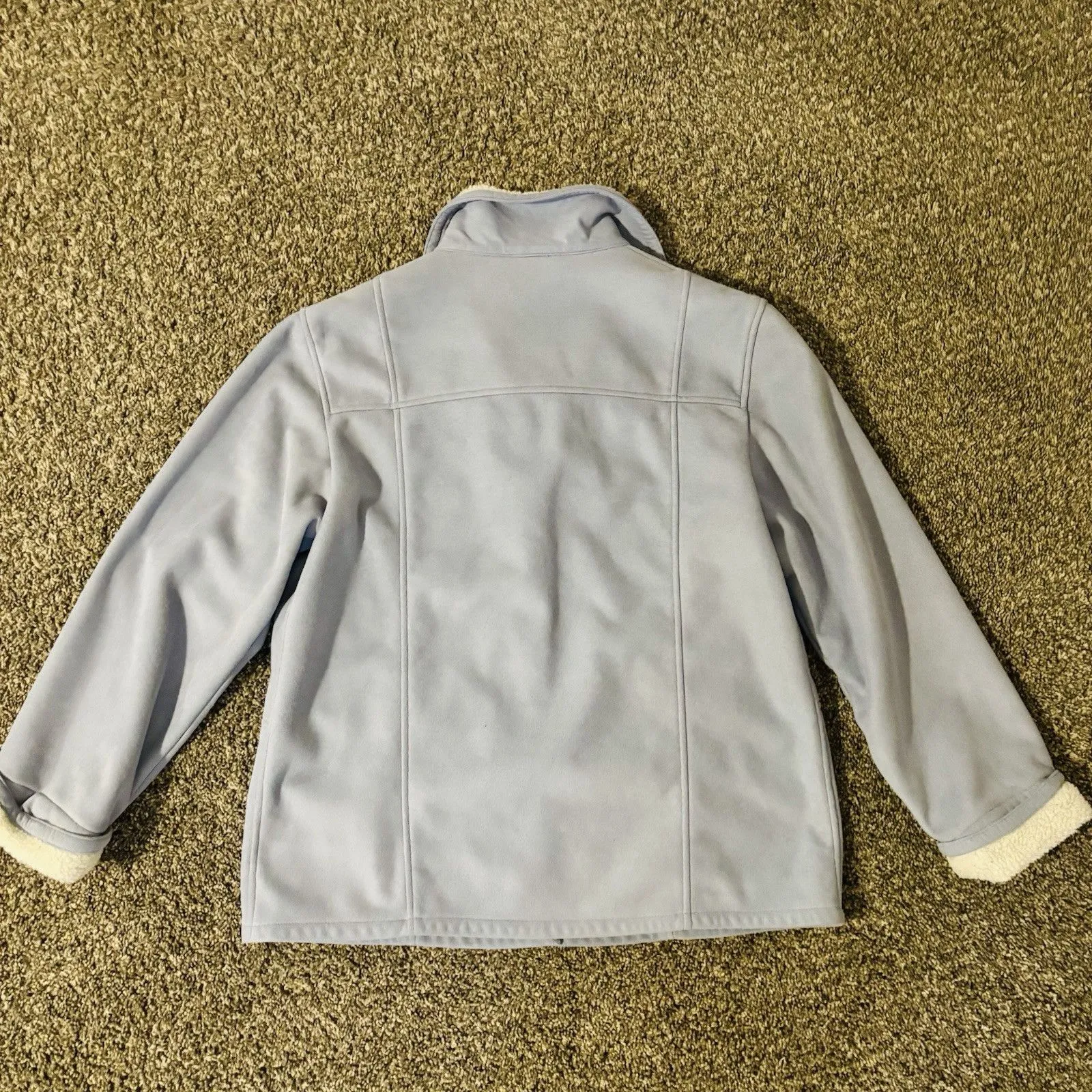 ALFRED DUNNER Blue Fleece Lined Button Down Jacket. Size 12P - Image 5