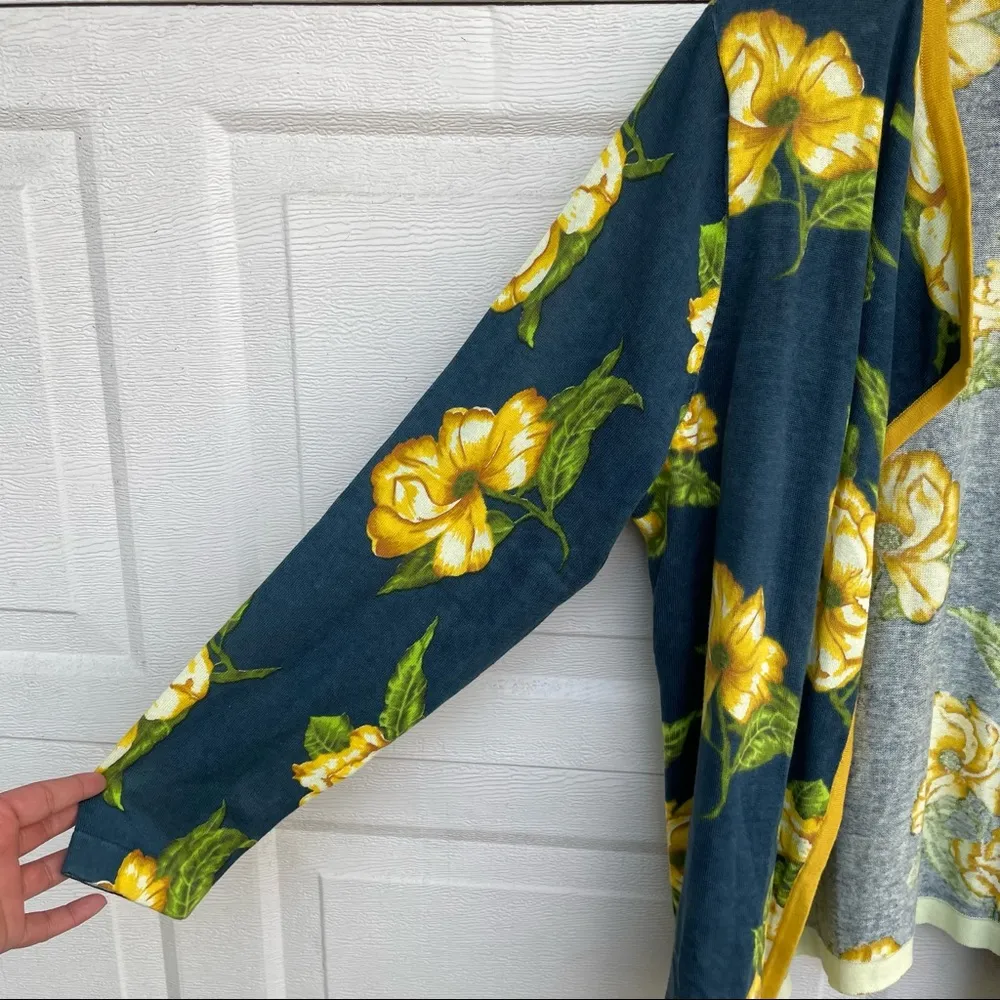 Isaac Mizrahi Live Womens Cardigan Open Front Floral Long Sleeve Plus 1X - Image 6